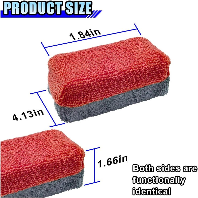 LHDOS 12PCS Ceramic Coating Applicator Sponge, 4.13'' x 1.84'' Microfiber Car Detailing Applicator Pads, Rectangular Car Foam Cleaning Pad, Auto Polishing Pad for Wax, Paint, Sealant (Red) - Image 2